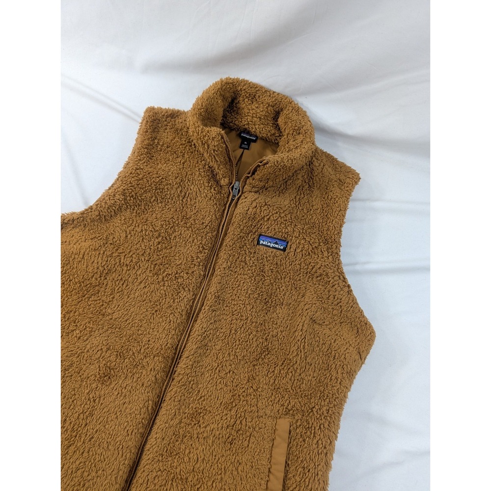 Patagonia Heavy Pile Sherpa Zip Vest Women's XL Thick Brown Pockets Excellent